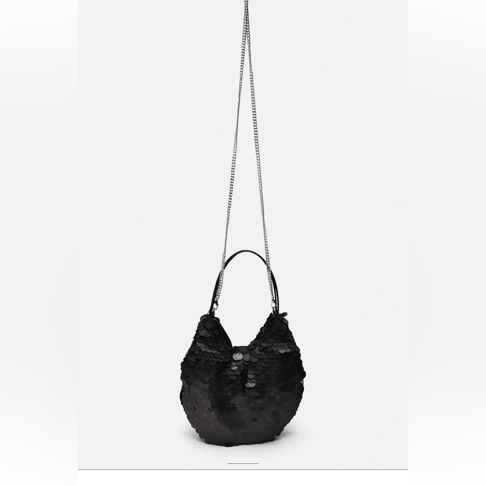 ZARA SEQUIN MINI BUCKET BAG - Picture 8 of 9